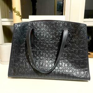 Coach Charlie Carry-All in Black Signature Leather